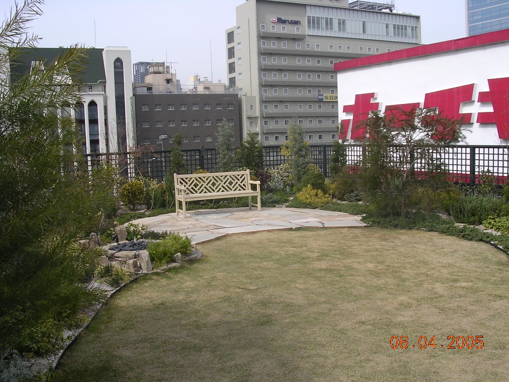 Roof garden on the roof of a building in Osaka